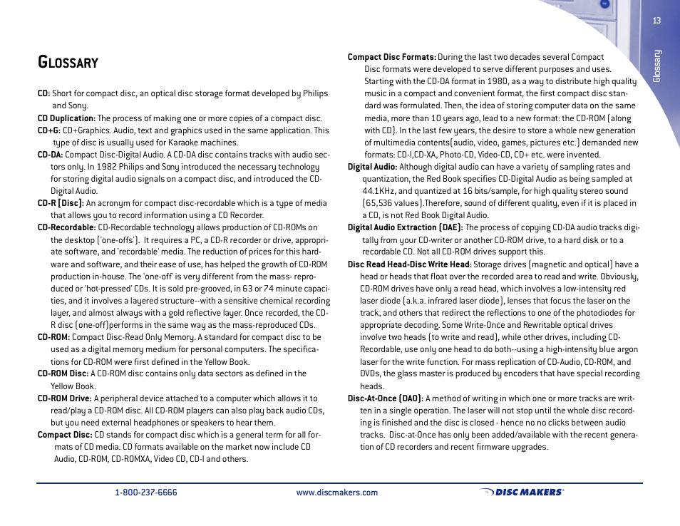 Lossary | Disc Makers 1.1 User Manual | Page 14 / 15