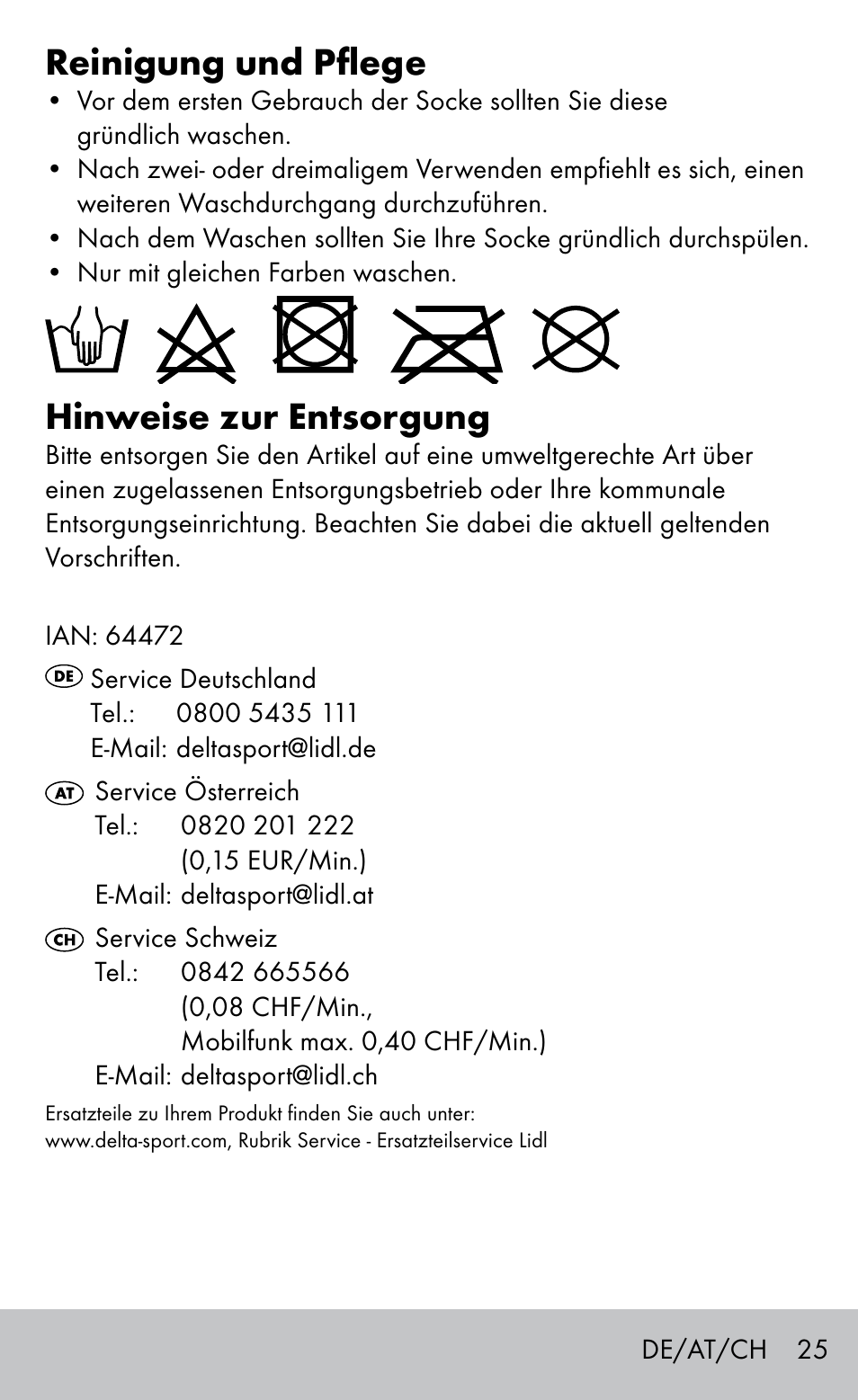 Reinigung und pflege, Hinweise zur entsorgung | Sensiplast HEEL SLEEVE User Manual | Page 25 / 28