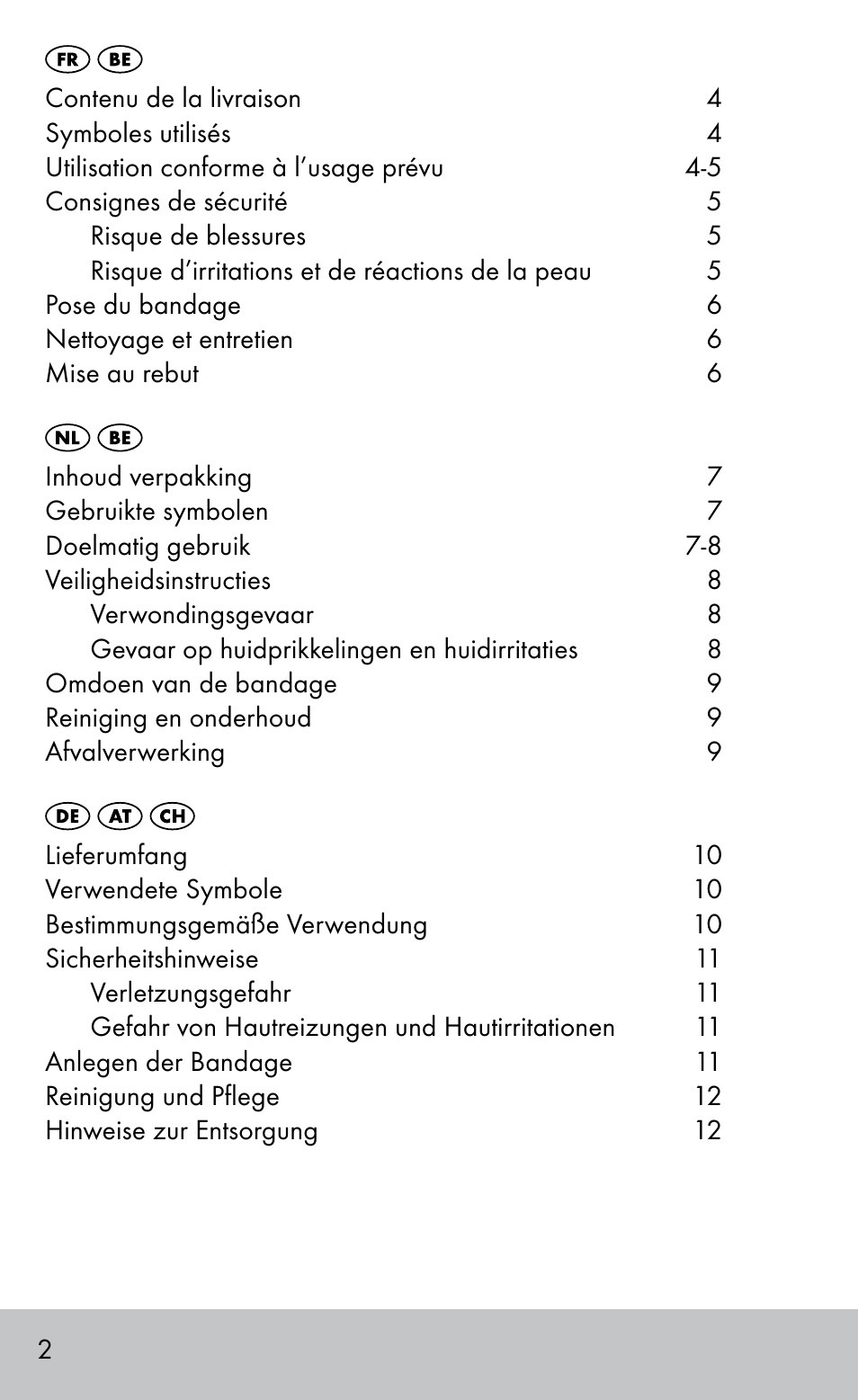 Sensiplast Knee support bandage User Manual | Page 2 / 16