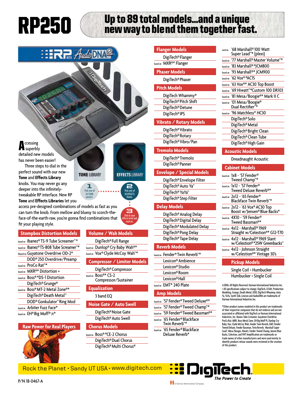 Rp250 | DigiTech Modeling Guitar Processor and USB Recording Interface RP250 User Manual | Page 2 / 2