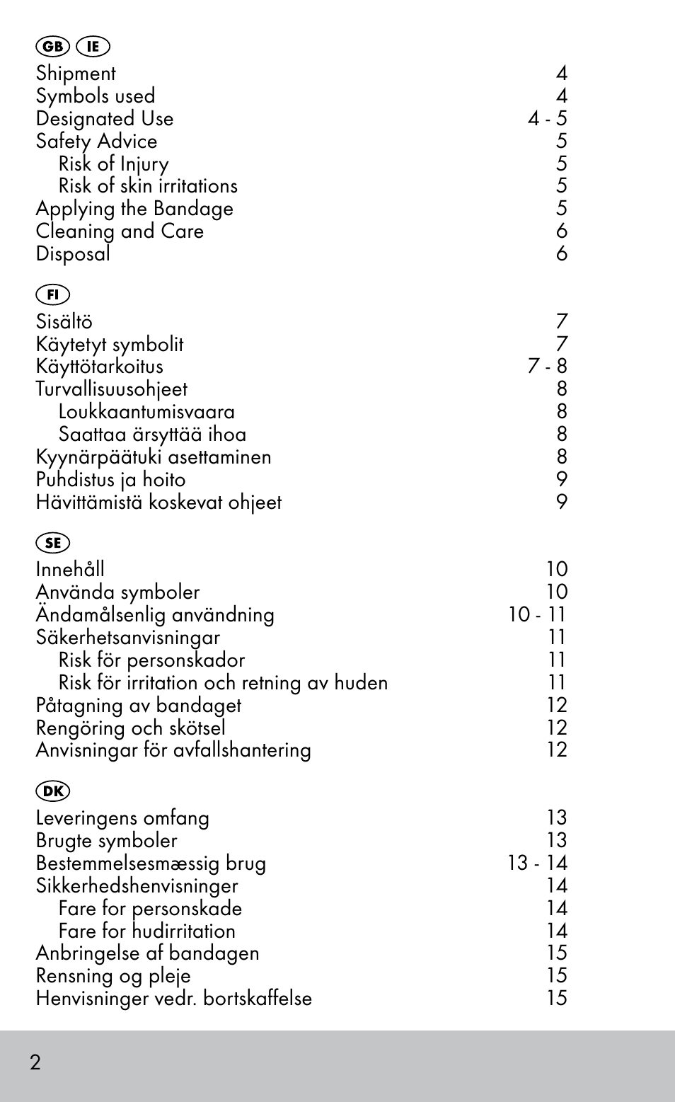 Sensiplast Elbow support bandage User Manual | Page 2 / 28