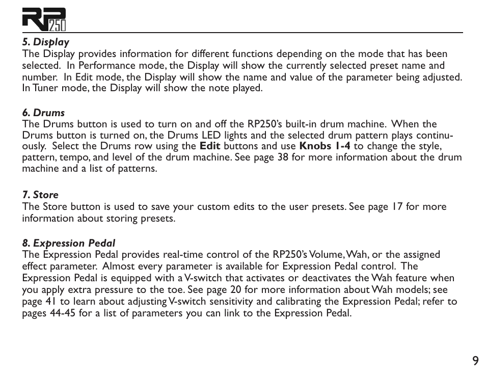 DigiTech RP250 User Manual | Page 15 / 56