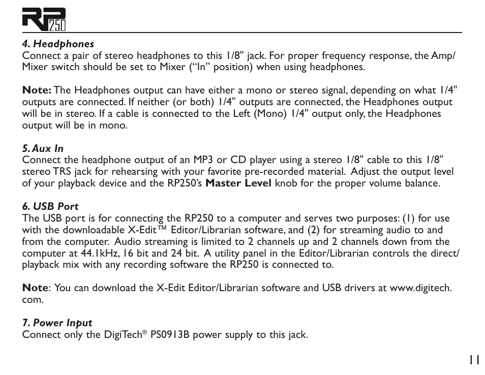 DigiTech RP250 User Manual | Page 17 / 56