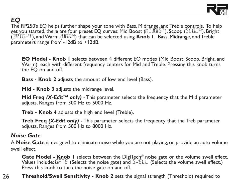 26 eq | DigiTech RP250 User Manual | Page 32 / 56