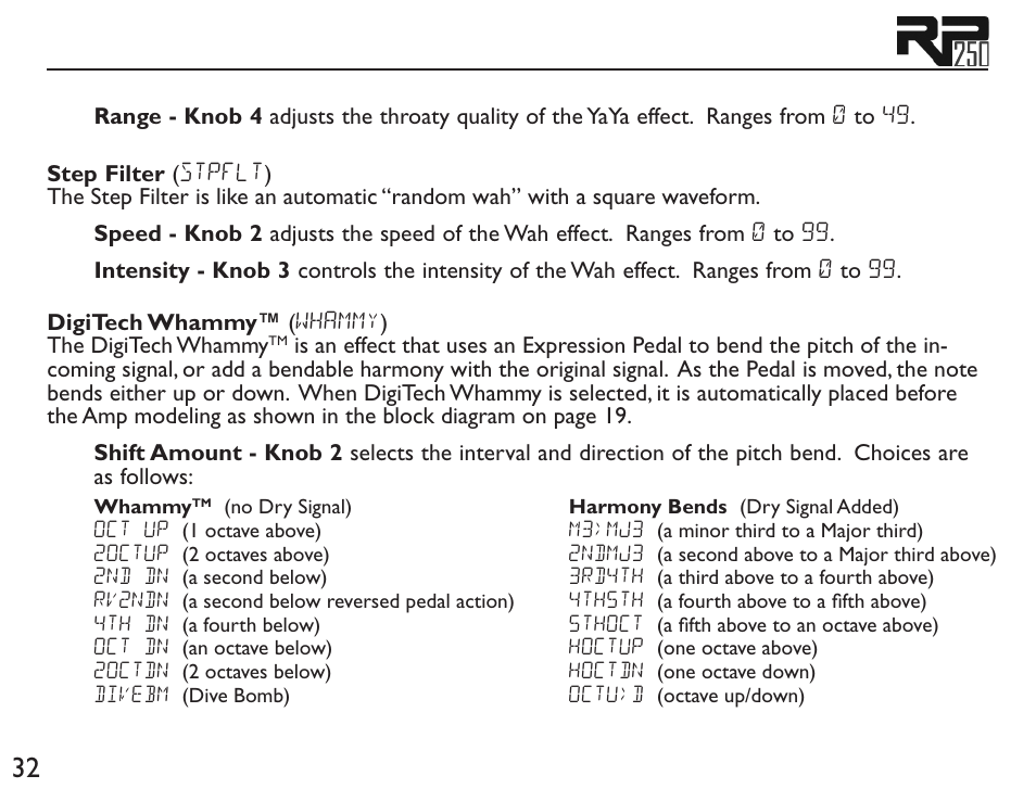 DigiTech RP250 User Manual | Page 38 / 56