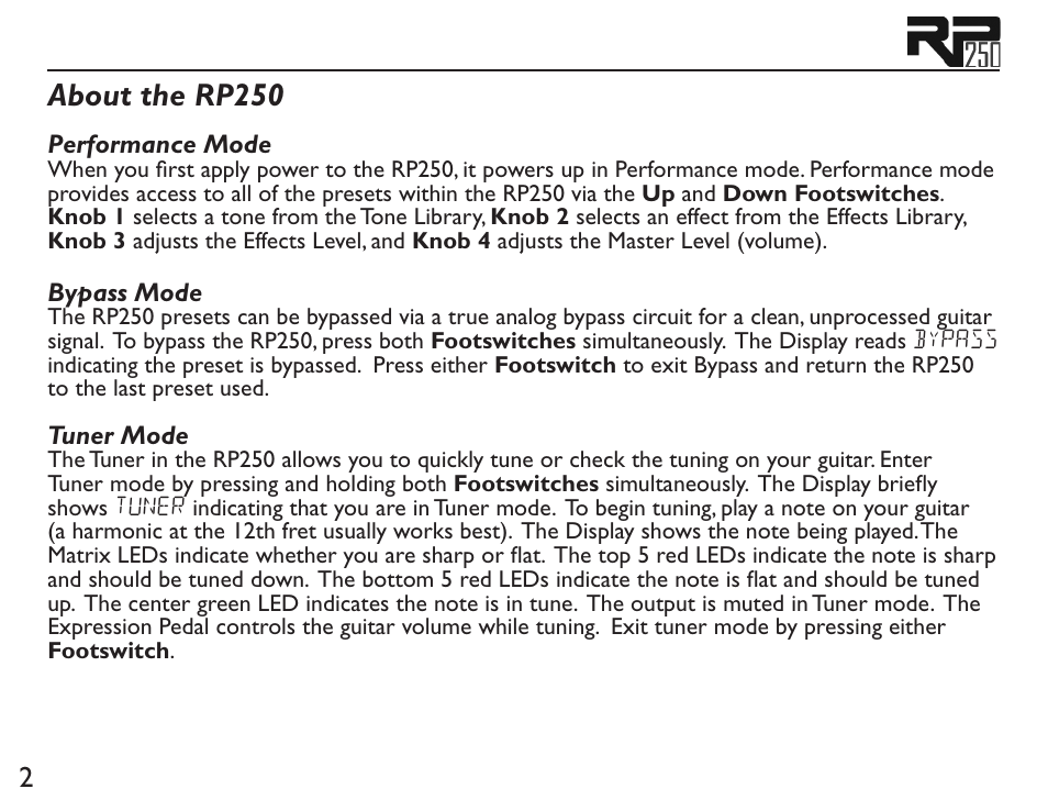 About the rp250 | DigiTech RP250 User Manual | Page 8 / 56