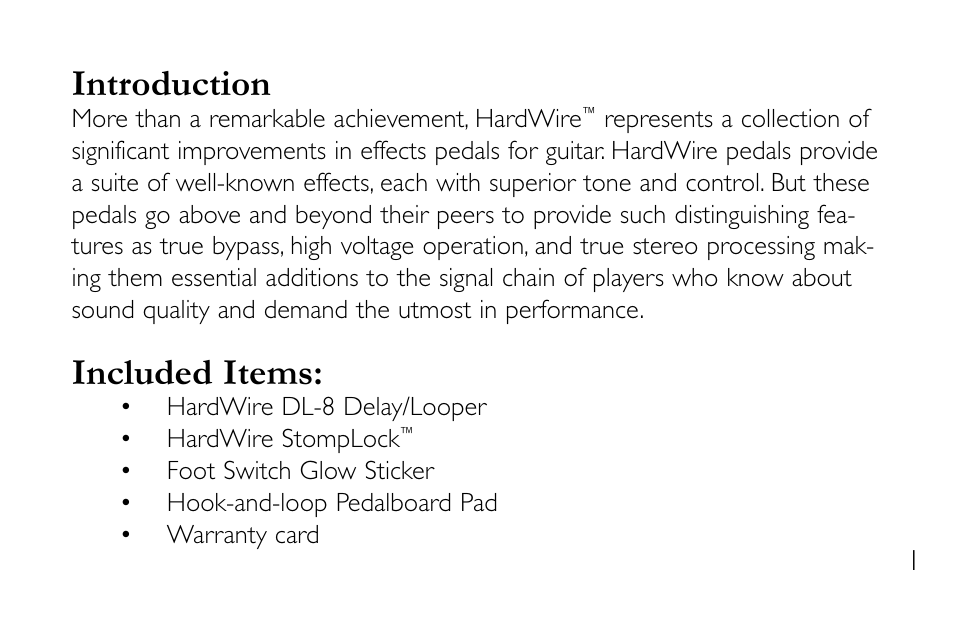 Introduction, Included items | DigiTech DL-8 User Manual | Page 5 / 28