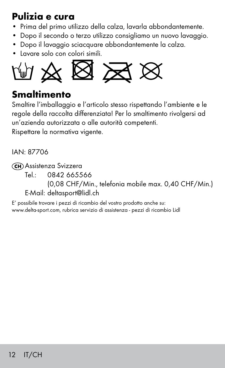 Pulizia e cura, Smaltimento | Sensiplast HEEL SLEEVE User Manual | Page 12 / 20