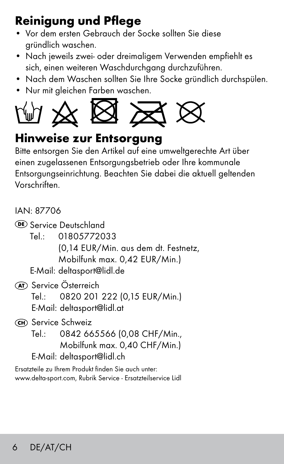 Reinigung und pflege, Hinweise zur entsorgung | Sensiplast HEEL SLEEVE User Manual | Page 6 / 20