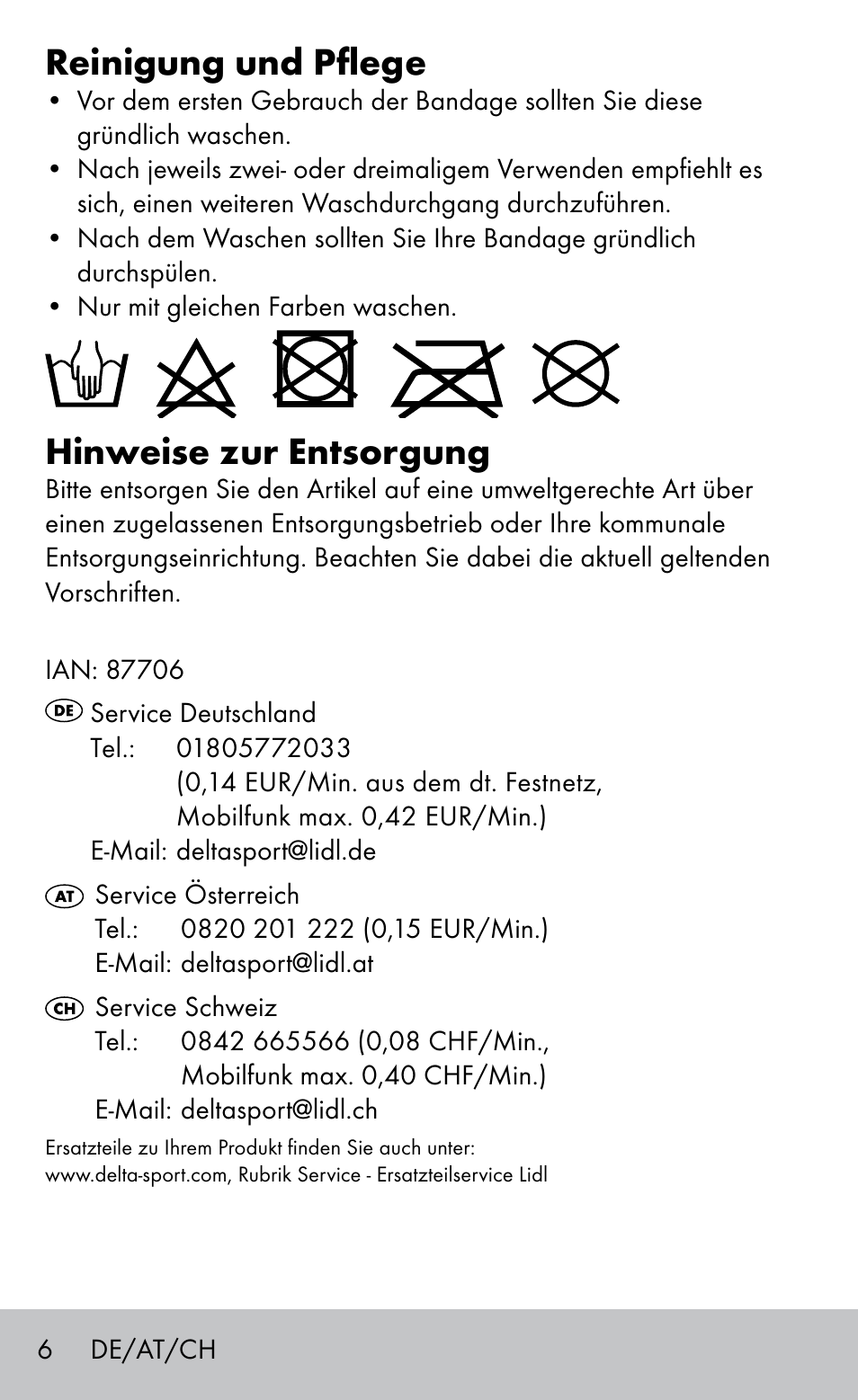 Reinigung und pflege, Hinweise zur entsorgung | Sensiplast FINGER & TOE BANDAGES User Manual | Page 6 / 20