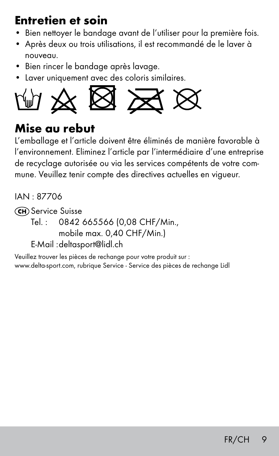 Entretien et soin, Mise au rebut | Sensiplast FINGER & TOE BANDAGES User Manual | Page 9 / 20