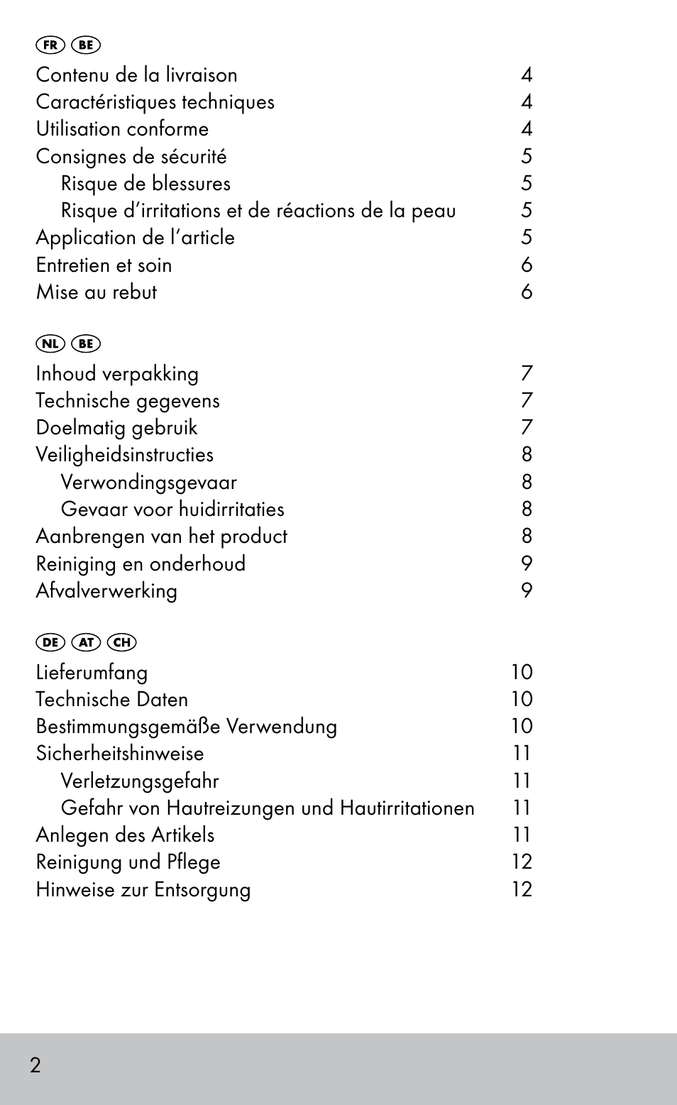 Sensiplast FINGER & TOE BANDAGES User Manual | Page 2 / 16