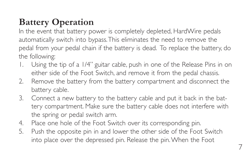 Battery operation | DigiTech CM-2 User Manual | Page 11 / 20
