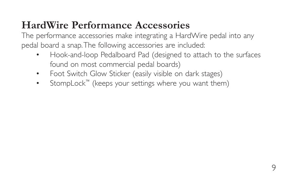 Hardwire performance accessories | DigiTech CM-2 User Manual | Page 13 / 20