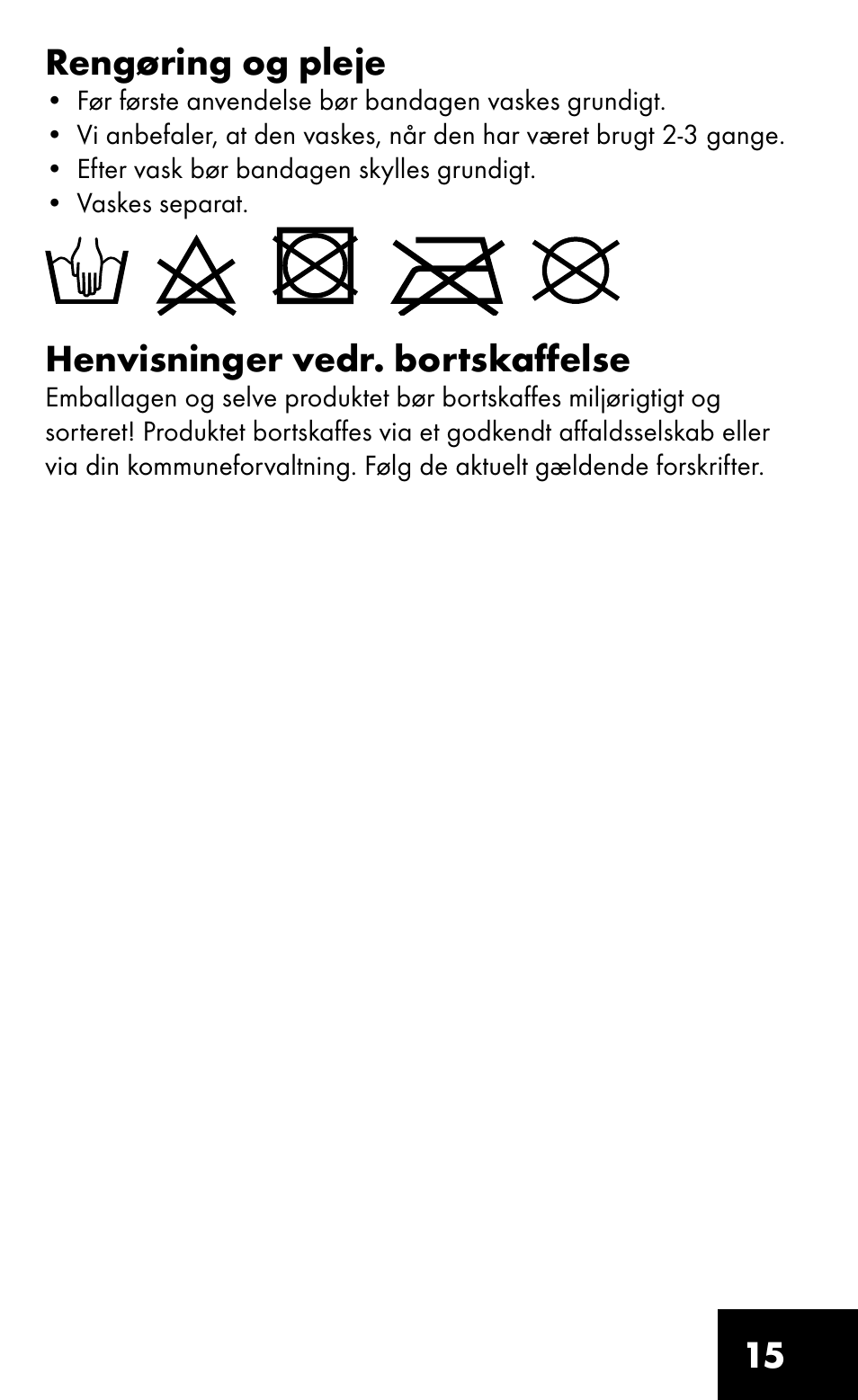 15 rengøring og pleje, Henvisninger vedr. bortskaffelse | Sensiplast HEEL SLEEVE User Manual | Page 15 / 16