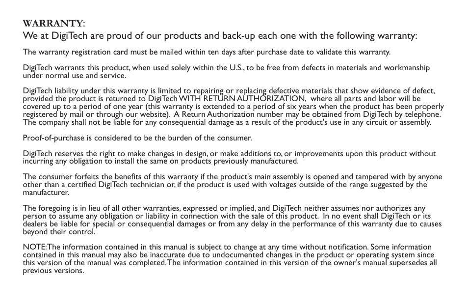 DigiTech TL-2 User Manual | Page 3 / 20