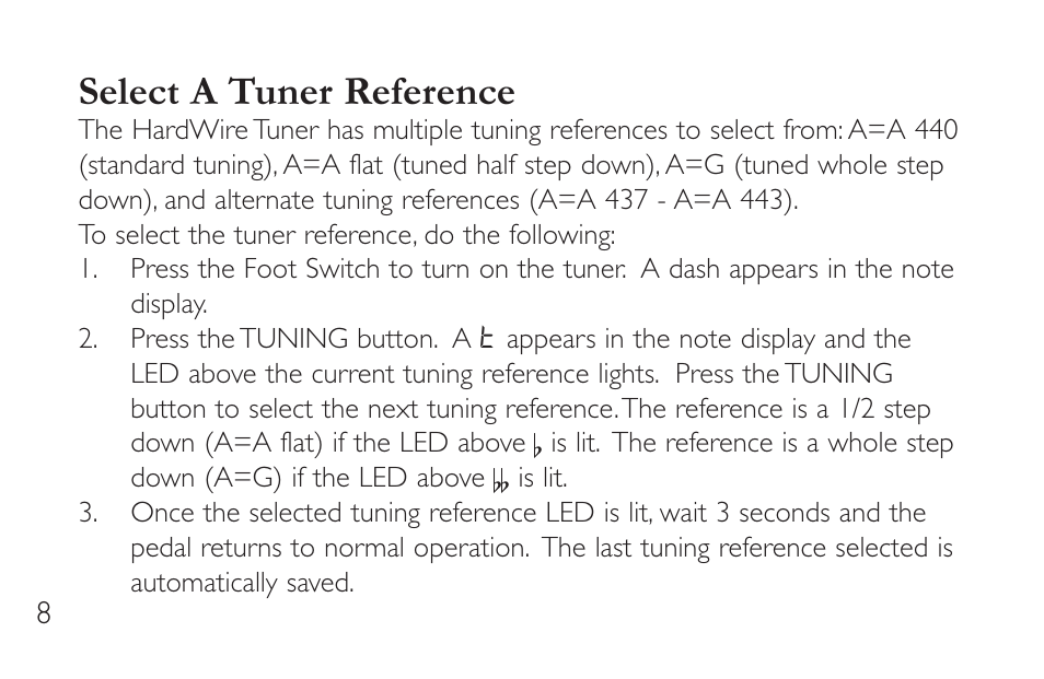 Select a tuner reference | DigiTech HT-2 User Manual | Page 12 / 24
