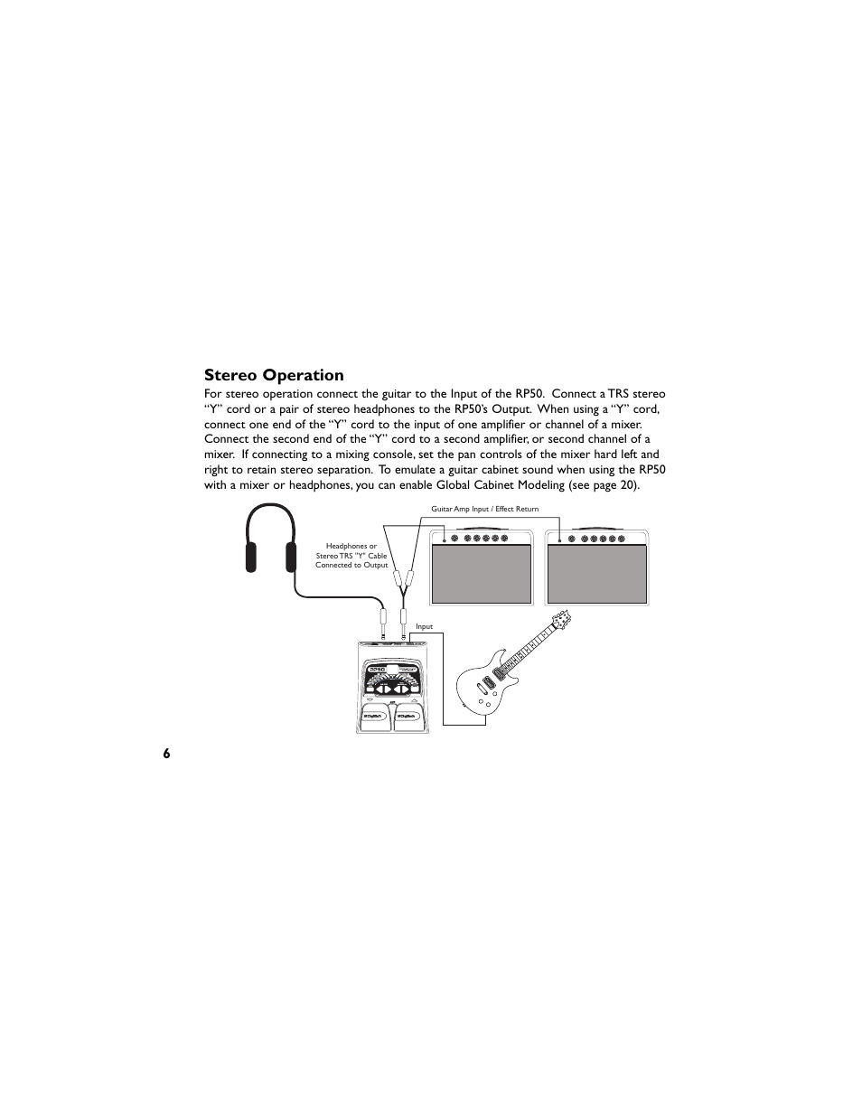 Stereo operation | DigiTech RP50 User Manual | Page 10 / 28