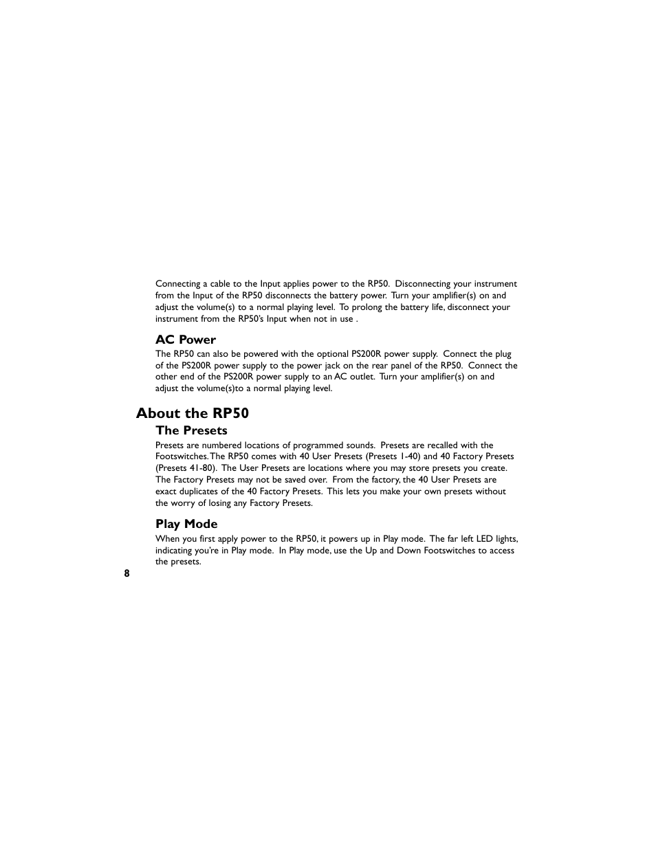 About the rp50 | DigiTech RP50 User Manual | Page 12 / 28