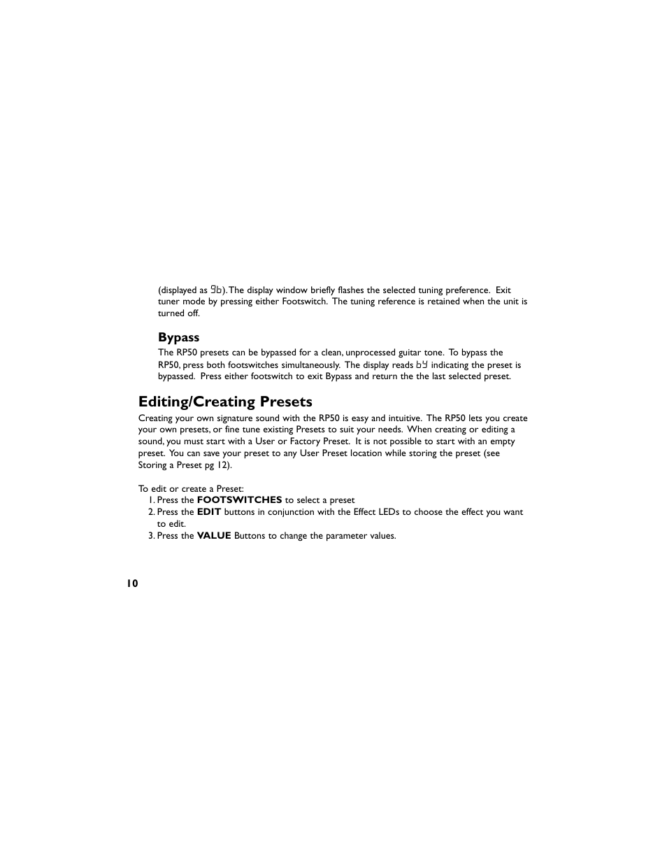 Editing/creating presets | DigiTech RP50 User Manual | Page 14 / 28