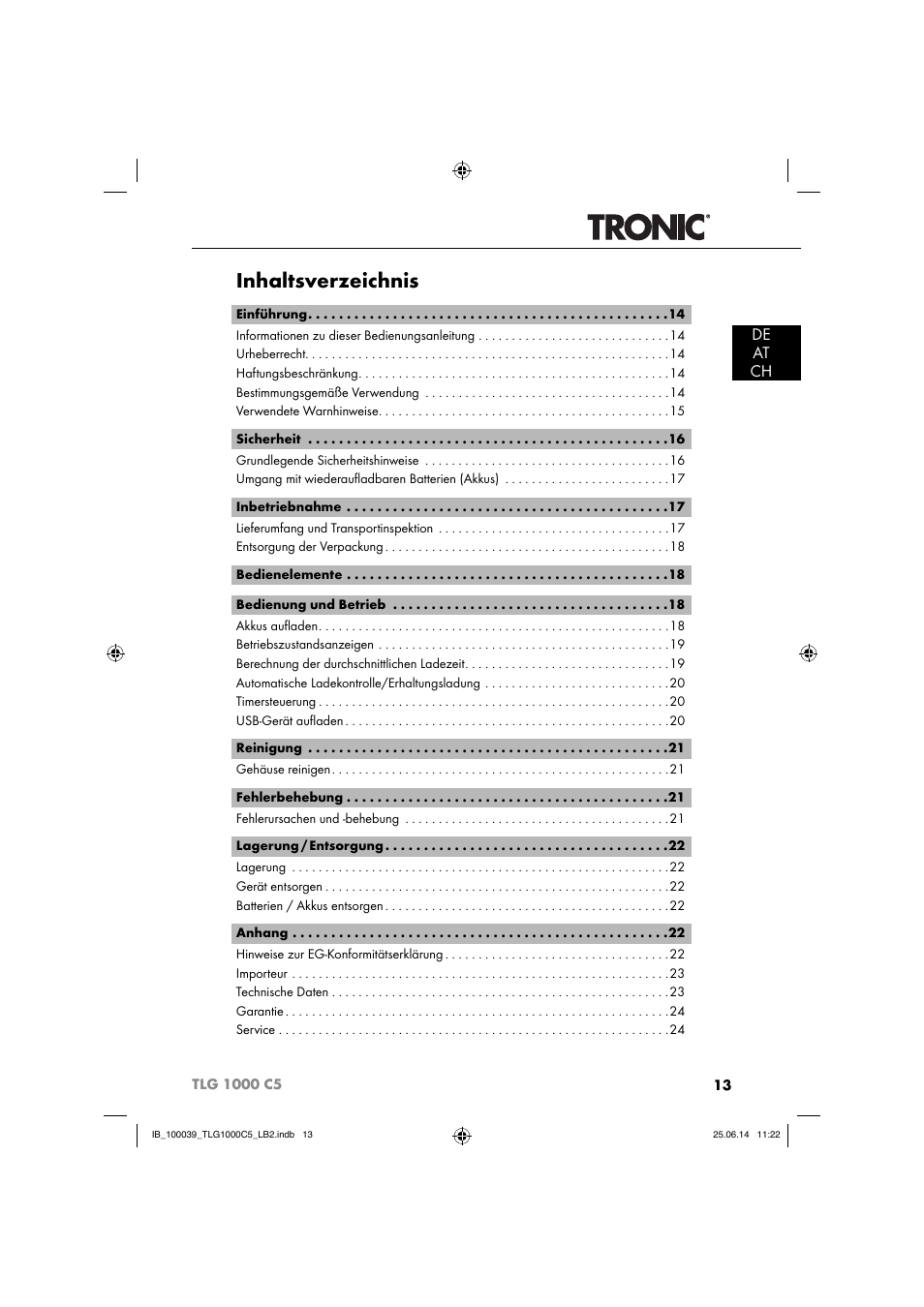 Tronic TLG 1000 C5 User Manual | Page 16 / 40