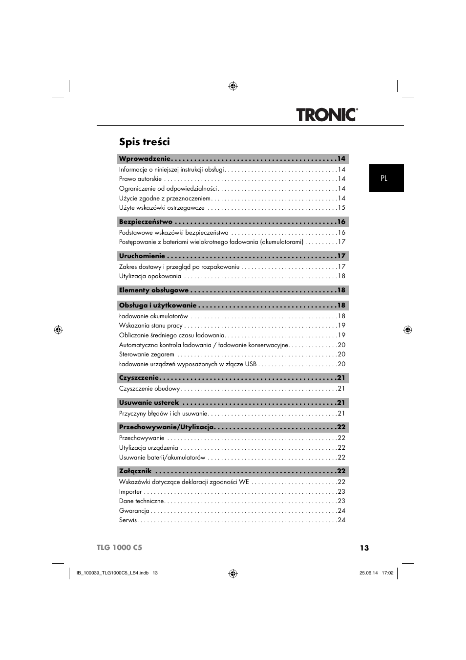 Tronic TLG 1000 C5 User Manual | Page 16 / 76