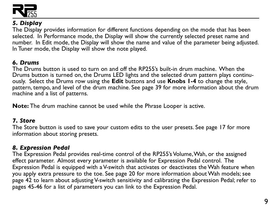 DigiTech RP255 User Manual | Page 15 / 56