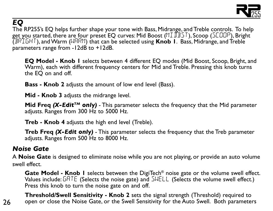 26 eq | DigiTech RP255 User Manual | Page 32 / 56