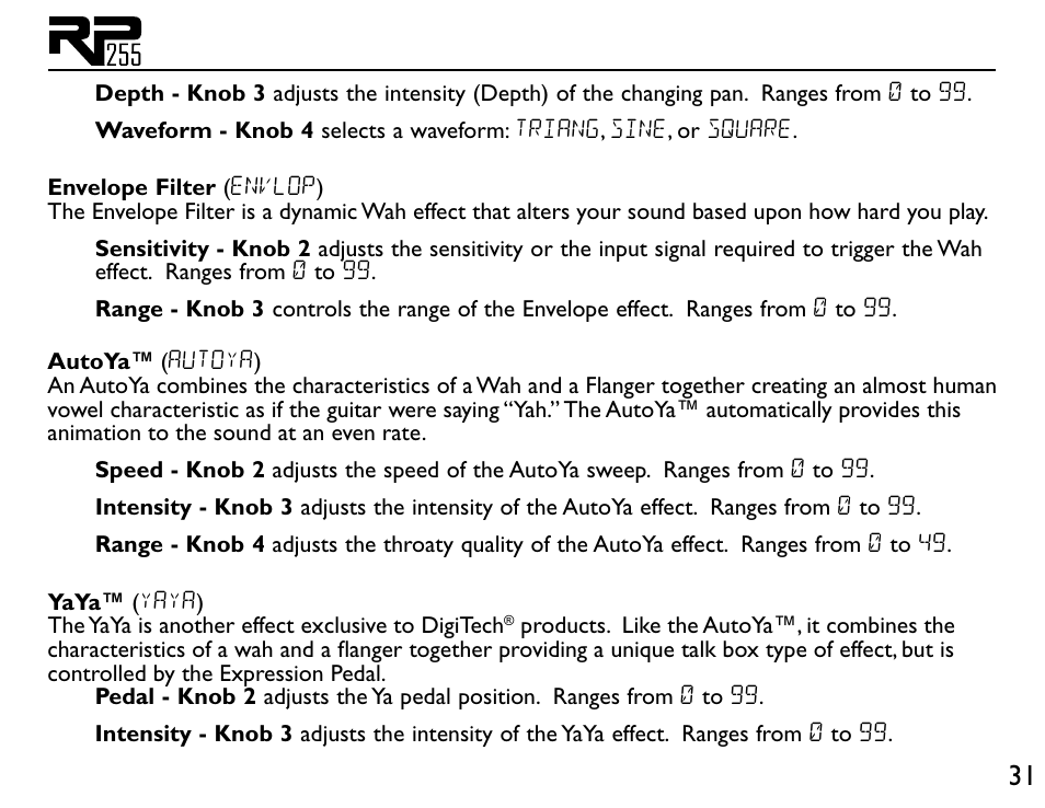 DigiTech RP255 User Manual | Page 37 / 56