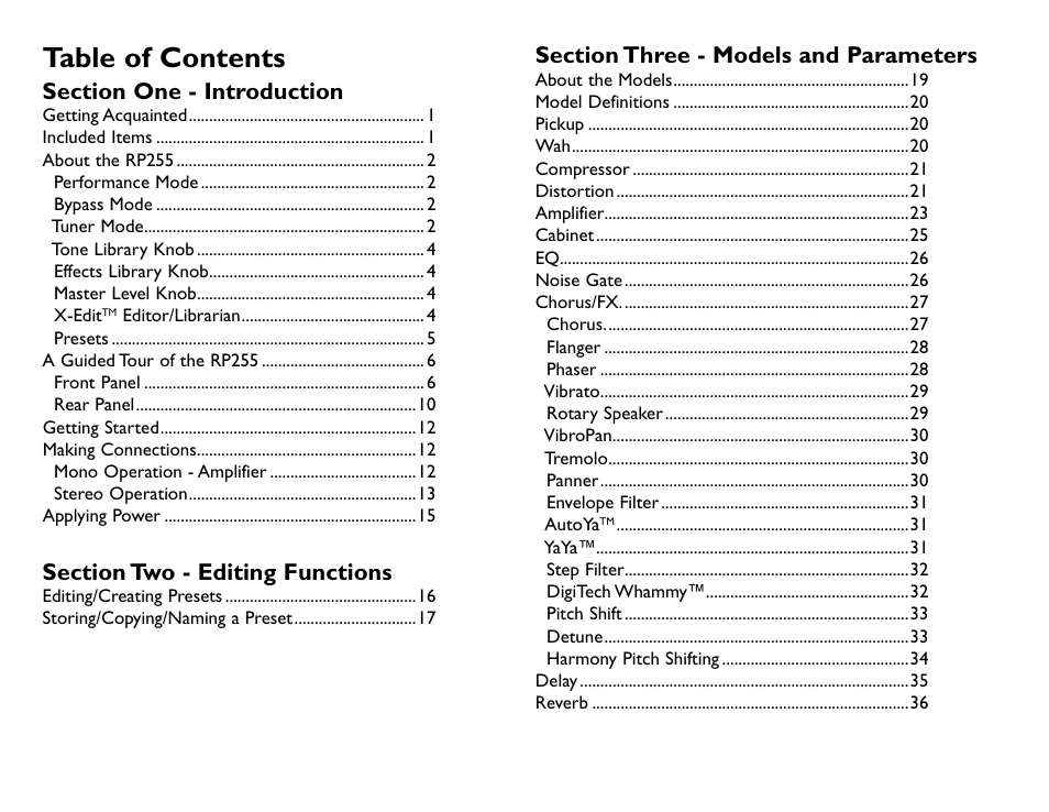 DigiTech RP255 User Manual | Page 4 / 56