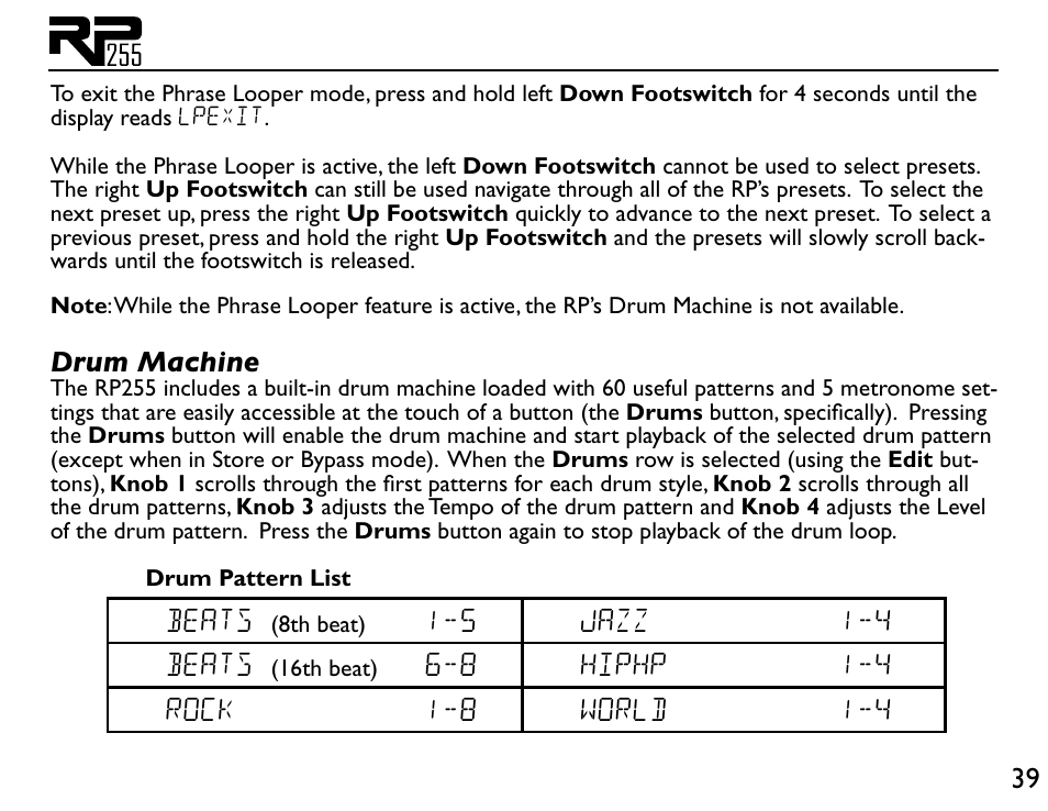 DigiTech RP255 User Manual | Page 45 / 56