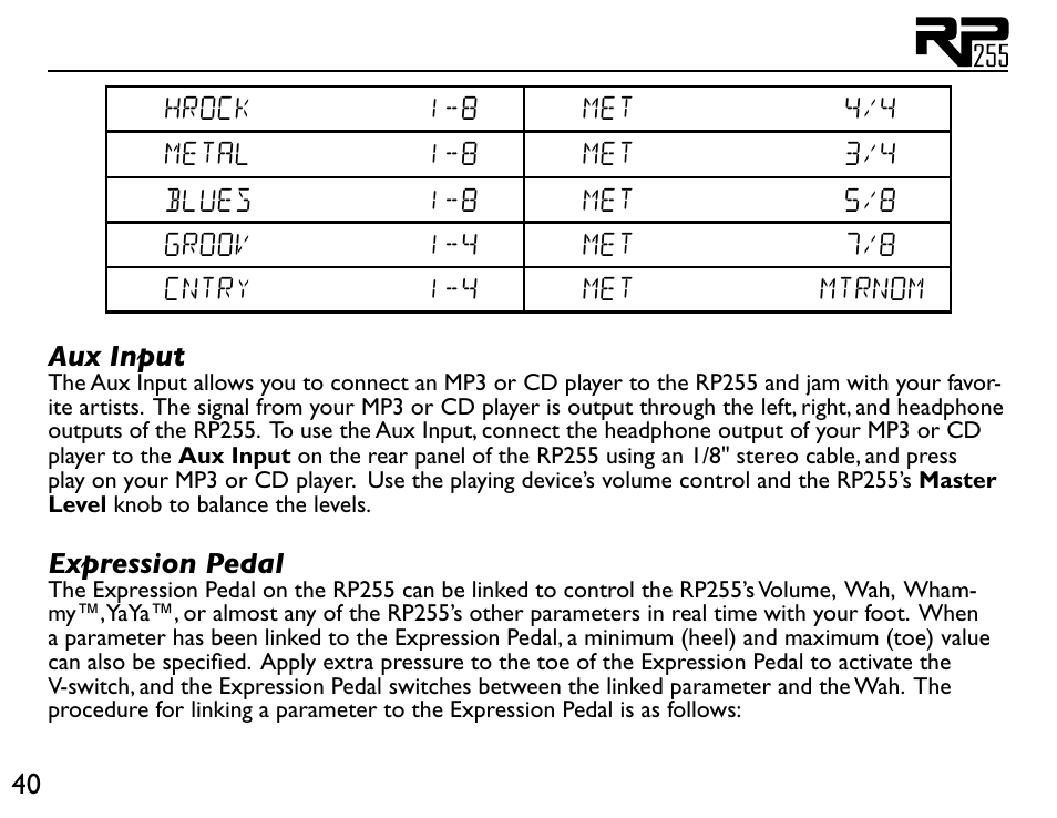 DigiTech RP255 User Manual | Page 46 / 56