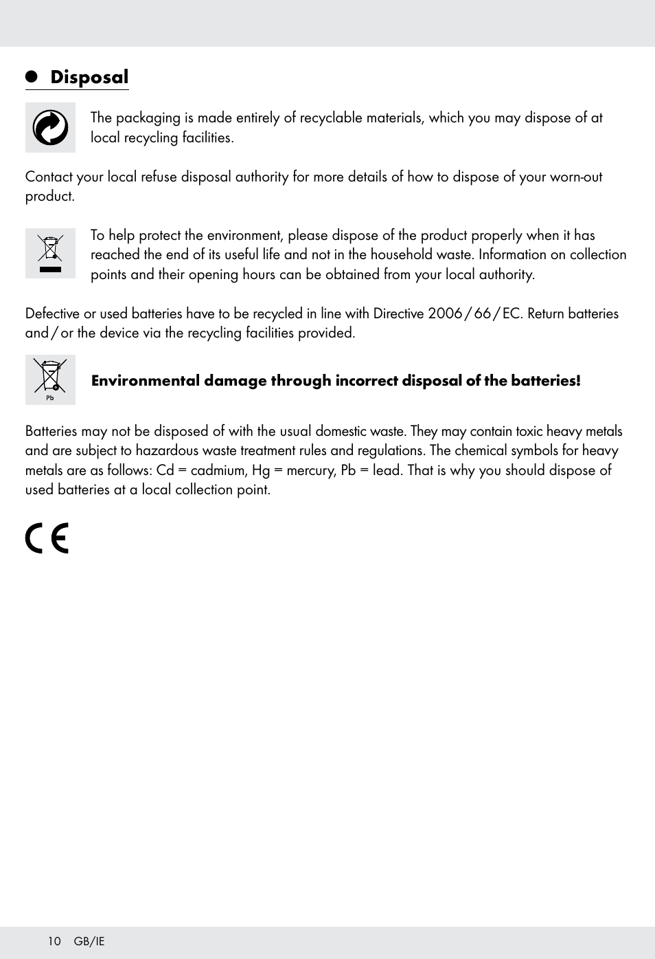 Disposal | Tronic H12276 User Manual | Page 10 / 47