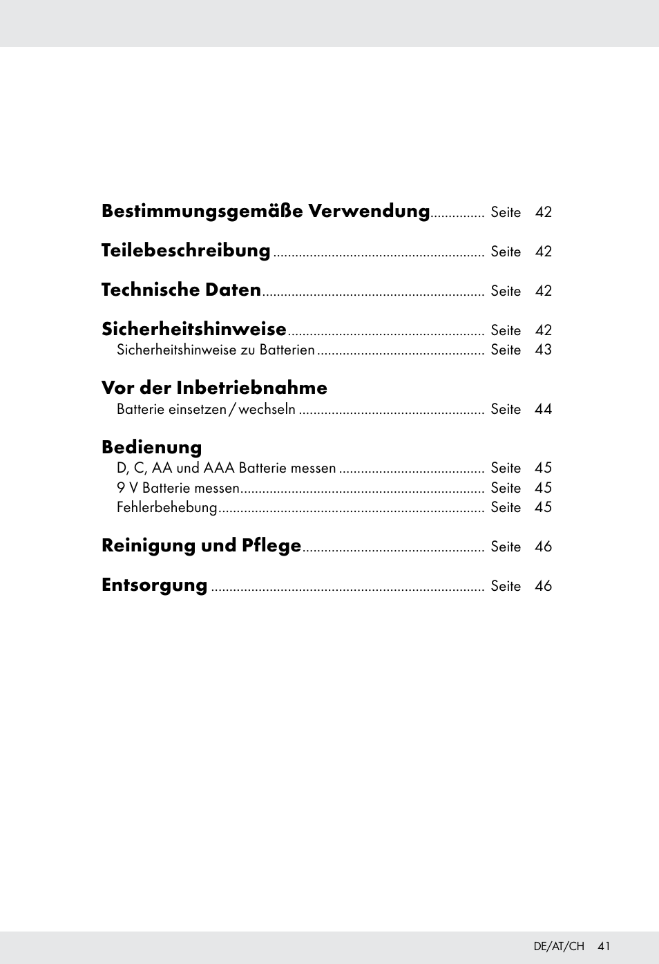 Bestimmungsgemäße verwendung, Teilebeschreibung, Technische daten | Sicherheitshinweise, Vor der inbetriebnahme, Bedienung, Reinigung und pflege, Entsorgung | Tronic H12276 User Manual | Page 41 / 47