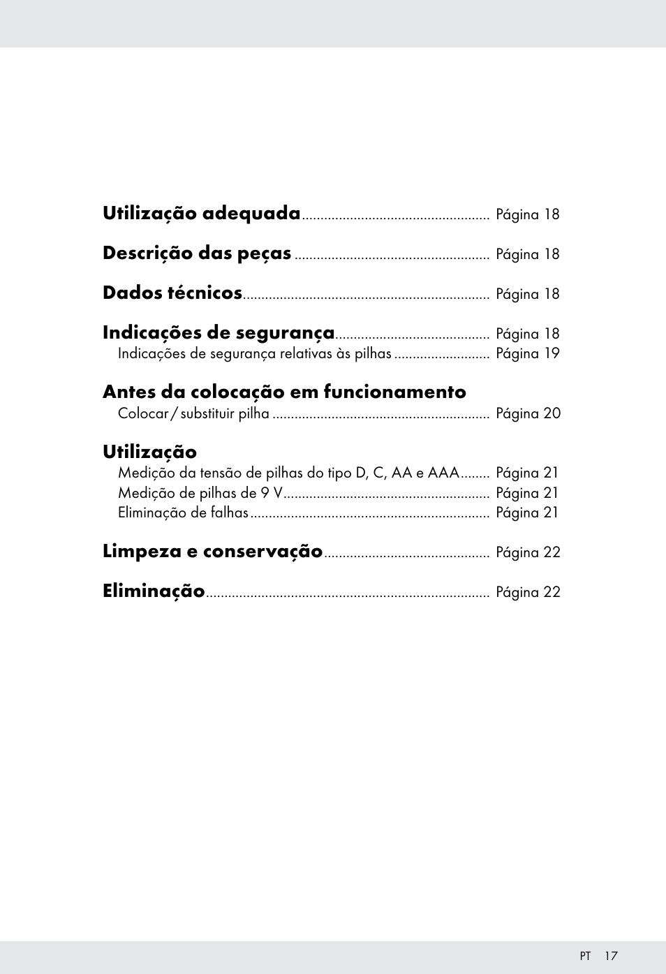 Utilização adequada, Descrição das peças, Dados técnicos | Indicações de segurança, Antes da colocação em funcionamento, Utilização, Limpeza e conservação, Eliminação | Tronic H12276 User Manual | Page 17 / 35