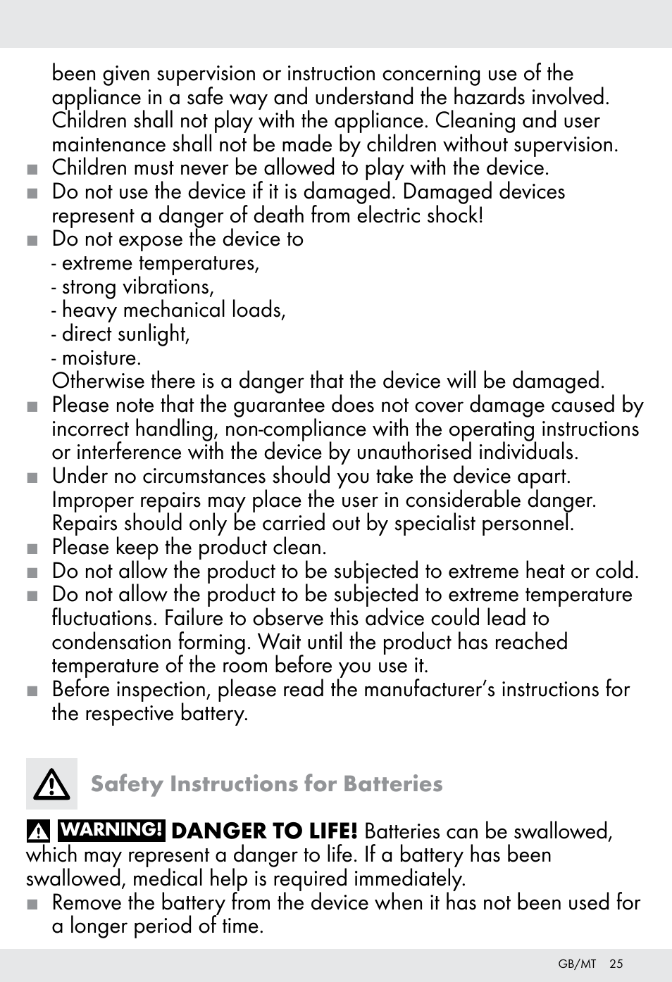 Tronic H12276 User Manual | Page 25 / 35