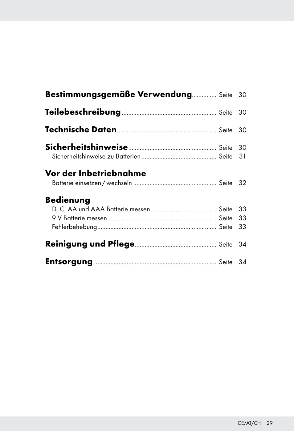 Bestimmungsgemäße verwendung, Teilebeschreibung, Technische daten | Sicherheitshinweise, Vor der inbetriebnahme, Bedienung, Reinigung und pflege, Entsorgung | Tronic H12276 User Manual | Page 29 / 35