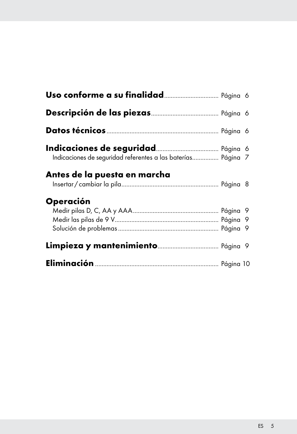 Uso conforme a su finalidad, Descripción de las piezas, Datos técnicos | Indicaciones de seguridad, Antes de la puesta en marcha, Operación, Limpieza y mantenimiento, Eliminación | Tronic H12276 User Manual | Page 5 / 35