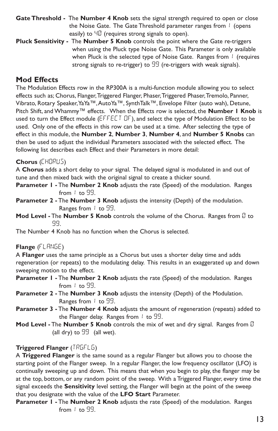 Mod effects | DigiTech RP300A User Manual | Page 17 / 28