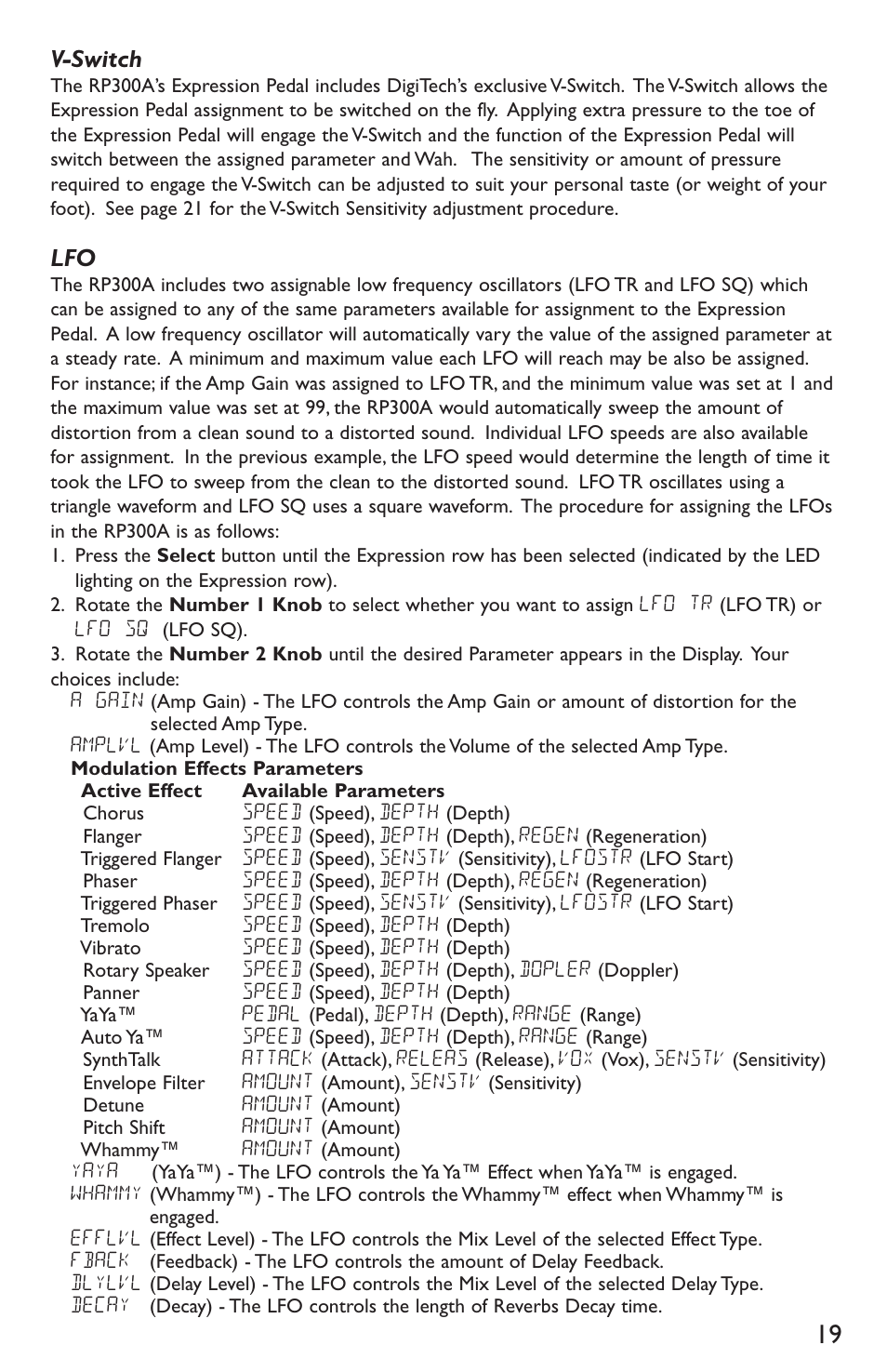 V-switch | DigiTech RP300A User Manual | Page 23 / 28