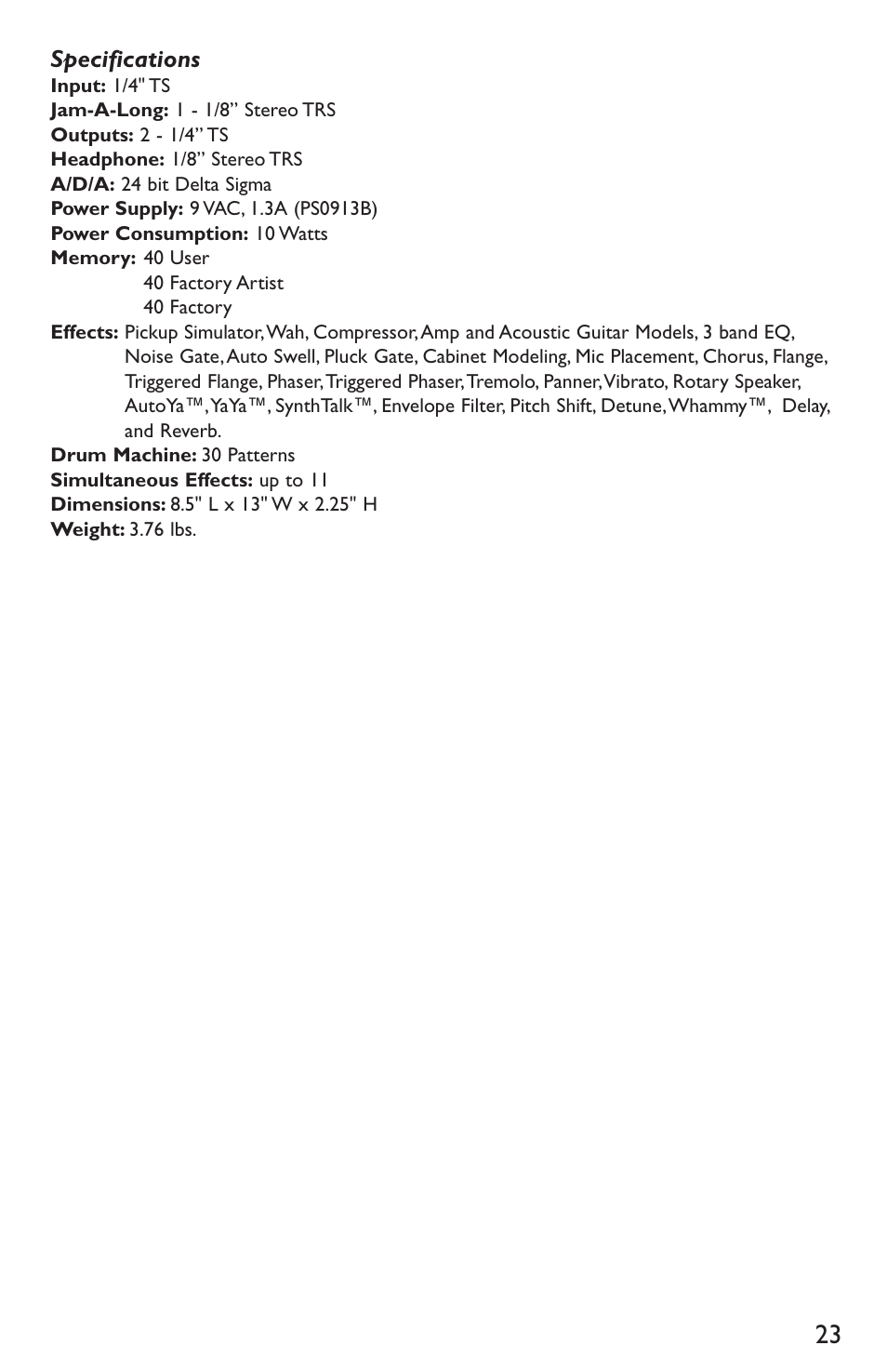 DigiTech RP300A User Manual | Page 27 / 28