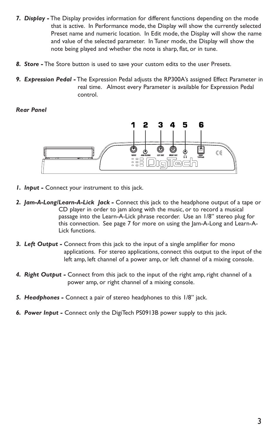 DigiTech RP300A User Manual | Page 7 / 28