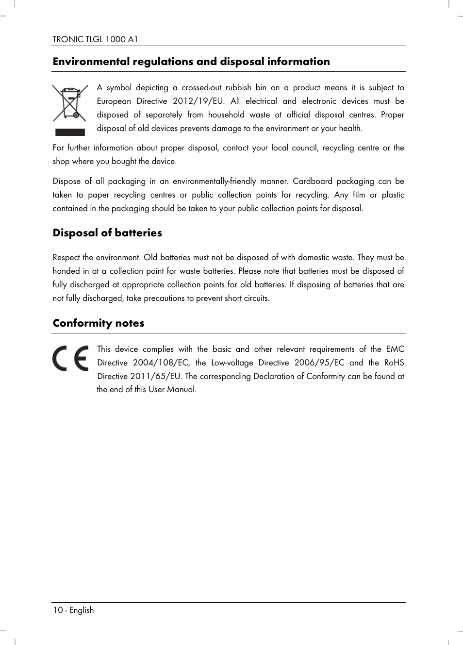 Tronic TLGL 1000 A1 User Manual | Page 12 / 82