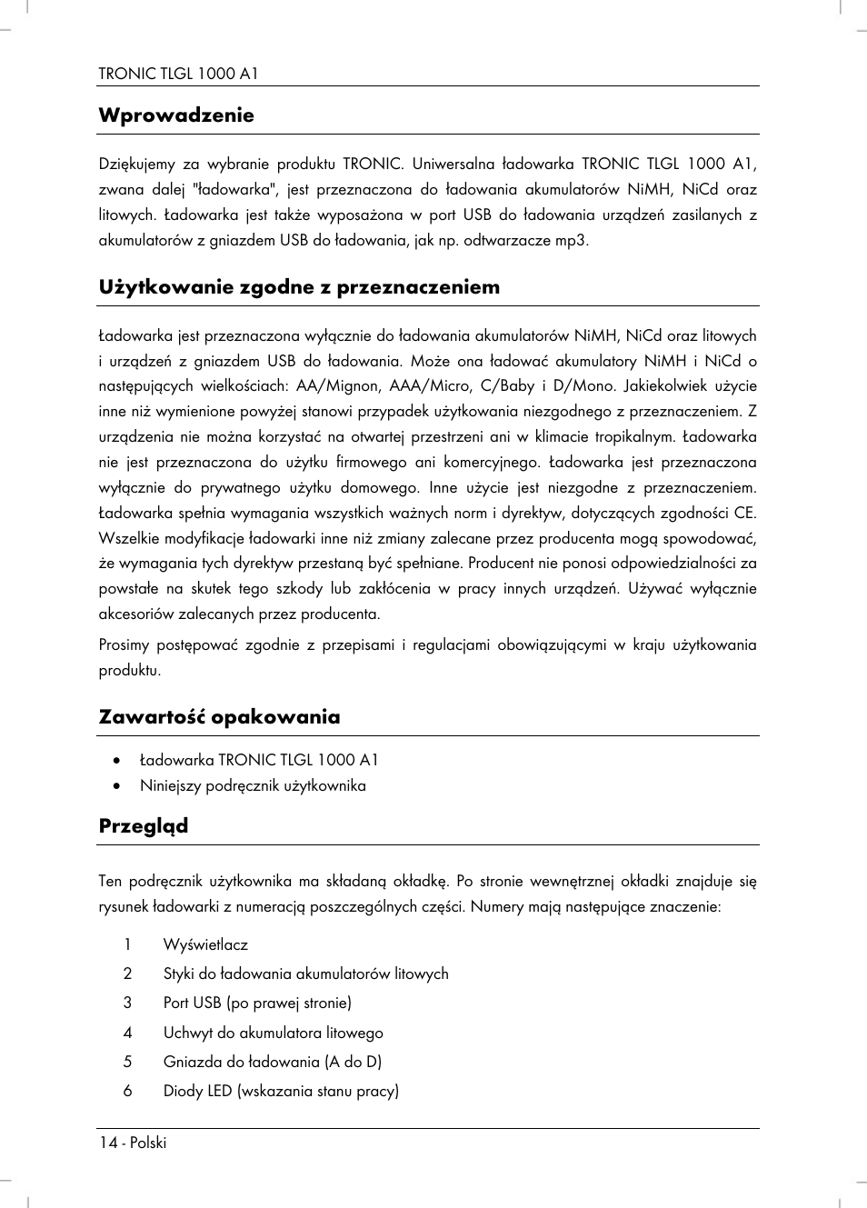 Tronic TLGL 1000 A1 User Manual | Page 16 / 82