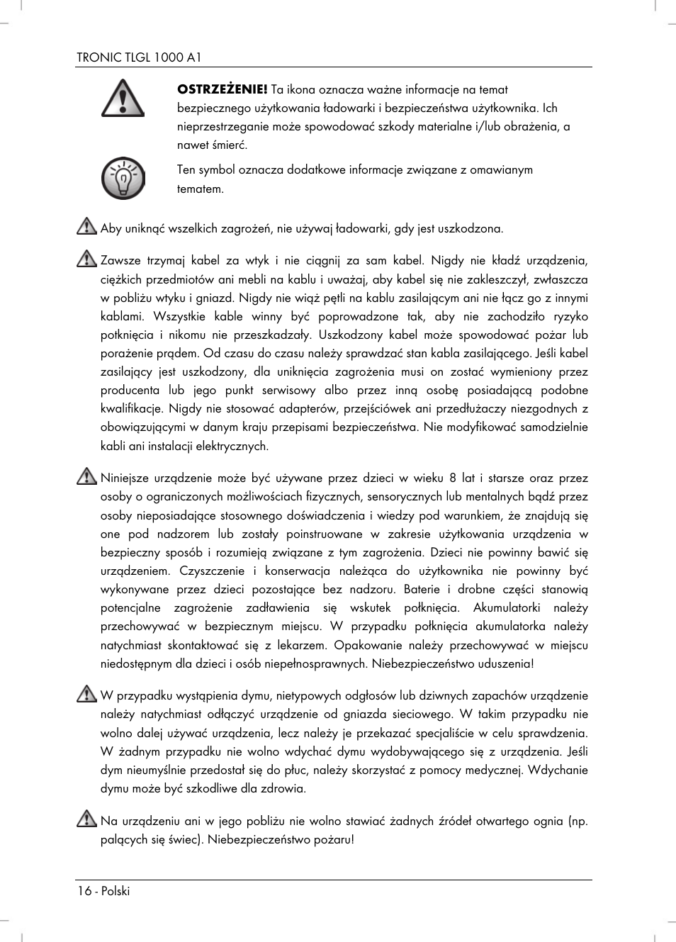 Tronic TLGL 1000 A1 User Manual | Page 18 / 82