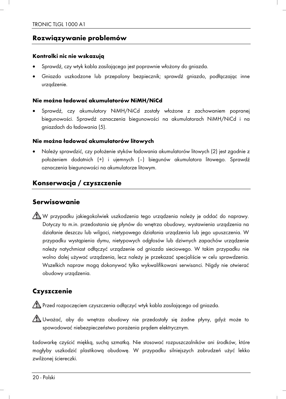 Tronic TLGL 1000 A1 User Manual | Page 22 / 82