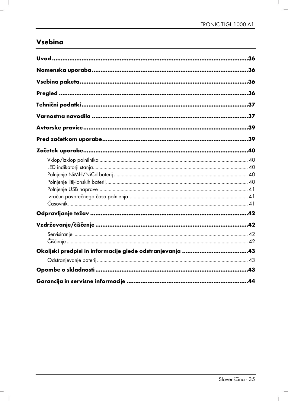 Tronic TLGL 1000 A1 User Manual | Page 37 / 82