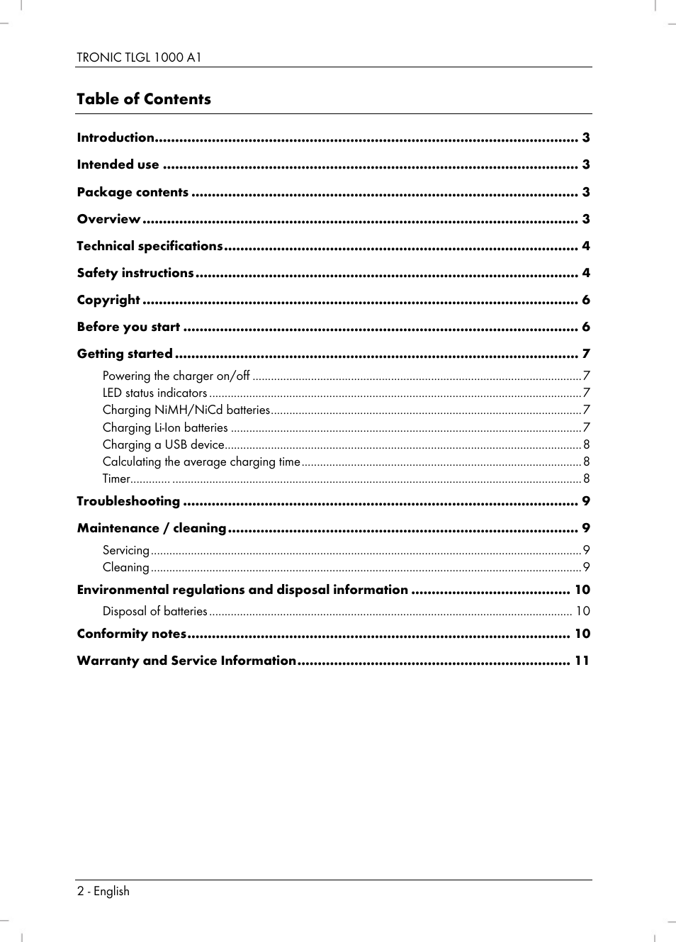 Tronic TLGL 1000 A1 User Manual | Page 4 / 82