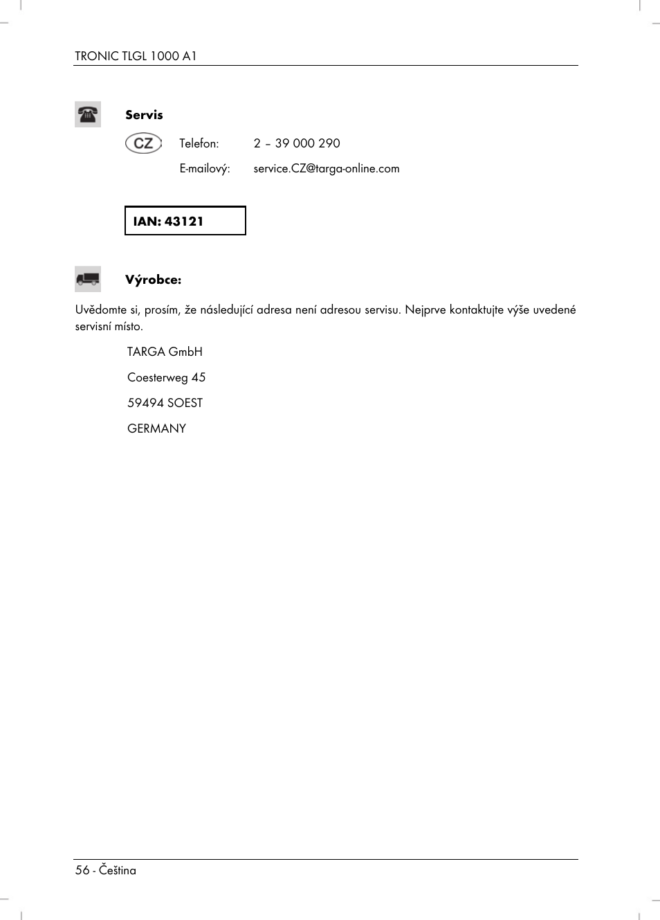 Tronic TLGL 1000 A1 User Manual | Page 58 / 82