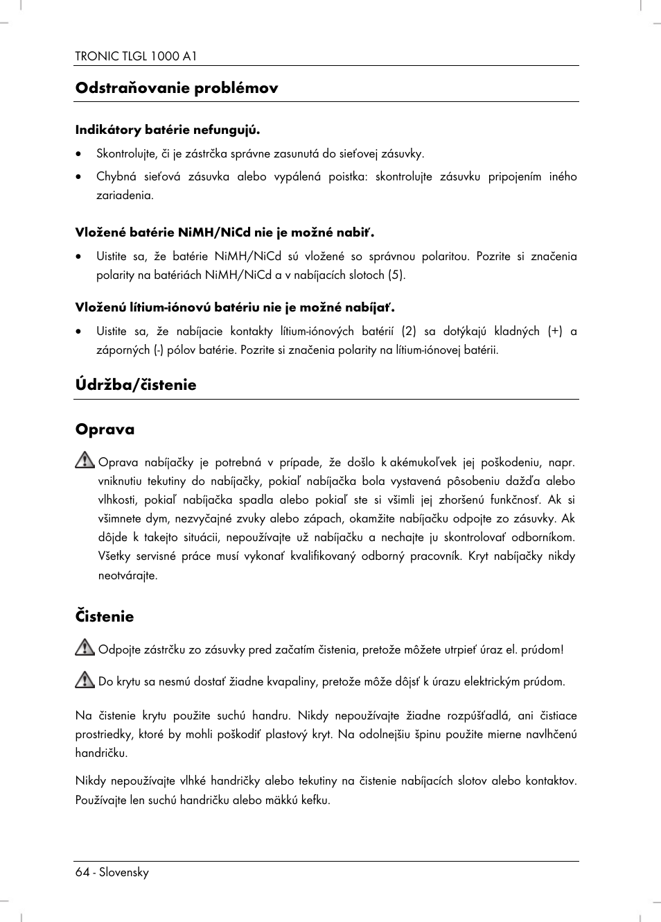 Tronic TLGL 1000 A1 User Manual | Page 66 / 82